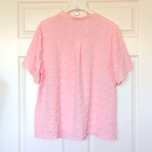 Fashion Original Design Pink V Neck Chiffon Pullover Women's Top Plus 2X - Picture 4 of 7